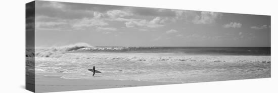 Surfer Standing on the Beach, North Shore, Oahu, Hawaii, USA-null-Stretched Canvas