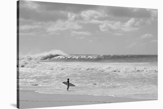 Surfer standing on the beach, North Shore, Oahu, Hawaii, USA-null-Premier Image Canvas