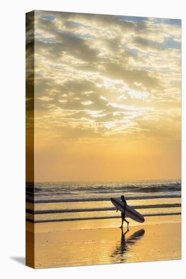 Surfer with Long Board at Sunset on Popular Playa Guiones Surf Beach-Rob Francis-Premier Image Canvas