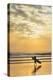 Surfer with Long Board at Sunset on Popular Playa Guiones Surf Beach-Rob Francis-Premier Image Canvas