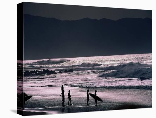 Surfers at Sunset, Ehukai, Oahu, Hawaii-Bill Romerhaus-Premier Image Canvas