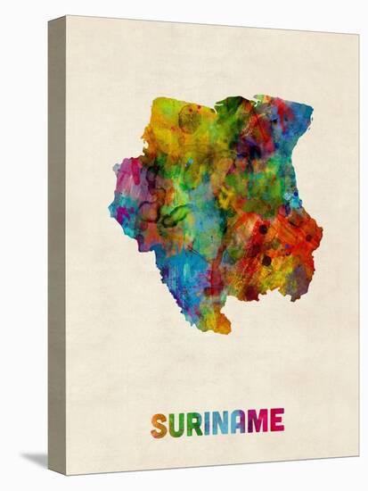 Suriname Watercolor Map-Michael Tompsett-Stretched Canvas