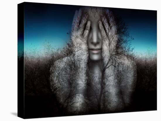 Surreal and Artistic Image of a Girl Who Covers Her Eyes with Her Hands on a Background of Trees An-Valentina Photos-Premier Image Canvas