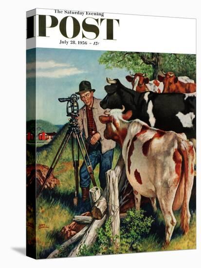 "Surveying the Cow Pasture" Saturday Evening Post Cover, July 28, 1956-Amos Sewell-Premier Image Canvas