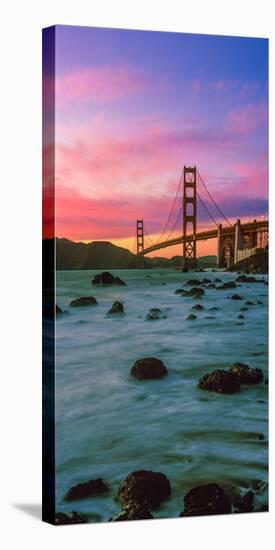 Suspension Bridge across a Bay at Dusk, Golden Gate Bridge, San Francisco Bay, California-null-Premier Image Canvas