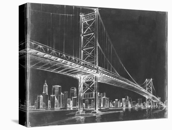 Suspension Bridge Blueprint III-Ethan Harper-Stretched Canvas