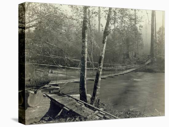 Suspension Bridge, Lake Crescent Road, 1918-Asahel Curtis-Premier Image Canvas