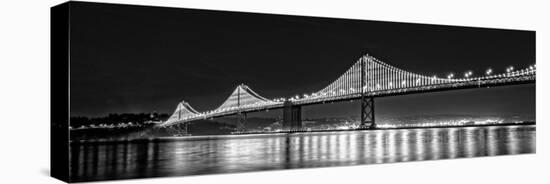 Suspension Bridge over Pacific Ocean Lit Up at Night, Bay Bridge, San Francisco Bay-null-Premier Image Canvas