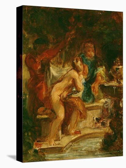 Suzanne at the Baths (Oil on Canvas)-Ferdinand Victor Eugene Delacroix-Premier Image Canvas