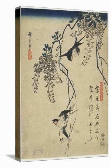 Swallows Flying Through Wisteria Vines, 1837-1844-Utagawa Hiroshige-Premier Image Canvas