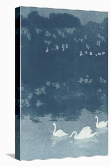 Swans in Dusk-null-Stretched Canvas