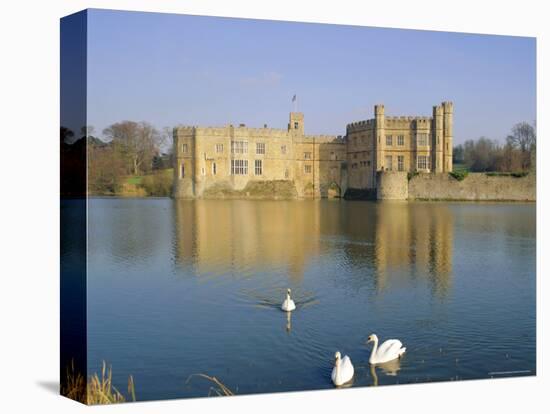 Swans in Front of Leeds Castle, Kent, England-G Richardson-Premier Image Canvas