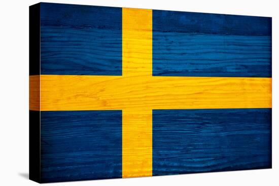 Sweden Flag Design with Wood Patterning - Flags of the World Series-Philippe Hugonnard-Stretched Canvas