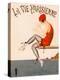 Swimmer on Diving Board, Illustration from La Vie Parisienne , 1920 (Colour Litho).-Georges Leonnec-Premier Image Canvas