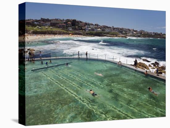 Swimmers Do Laps at Ocean Filled Pools Flanking the Sea at Sydney's Bronte Beach, Australia-Andrew Watson-Premier Image Canvas