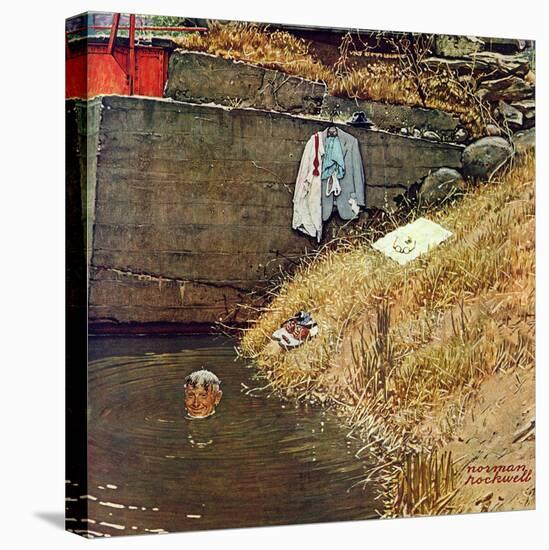 "Swimming Hole", August 11,1945-Norman Rockwell-Premier Image Canvas