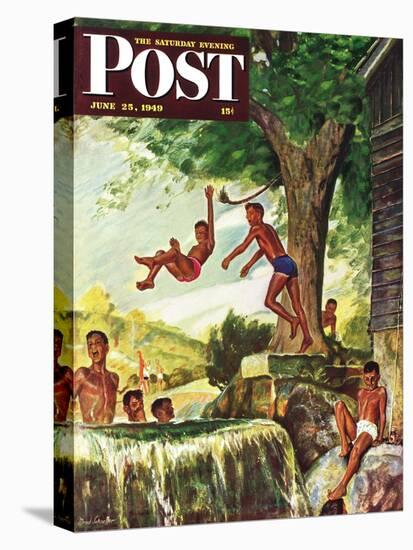 "Swimming Hole" Saturday Evening Post Cover, June 25, 1949-Mead Schaeffer-Premier Image Canvas