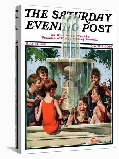 "Swimming in Fountain," Saturday Evening Post Cover, July 24, 1926-Elbert Mcgran Jackson-Premier Image Canvas