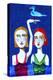 Swimming Ladies with Blue Bird-Sharyn Bursic-Premier Image Canvas
