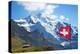 Swiss Flag on the Top of Mannlichen (Jungfrau Region, Bern, Switzerland)-swisshippo-Premier Image Canvas