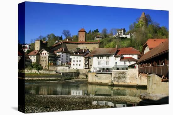 Switzerland, Fribourg on the Sarine River, Cats Tower and Red Tower-Uwe Steffens-Premier Image Canvas