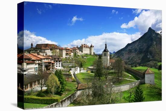 Switzerland, Gruy?res Castle and Town in the Swiss Canton Fribourg on a Spring Day-Uwe Steffens-Premier Image Canvas