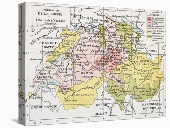 Switzerland Historical Development Old Map-marzolino-Stretched Canvas