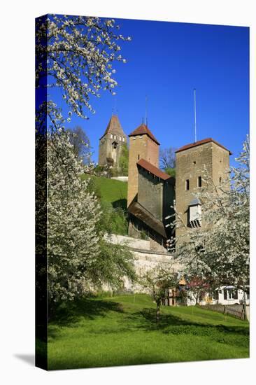 Switzerland, Spring in Fribourg on the Sarine River, Cats Tower and Berne Gate-Uwe Steffens-Premier Image Canvas