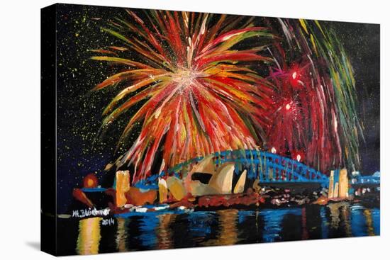 Sydney Australia Silvester with Opera Fireworks-Martina Bleichner-Stretched Canvas