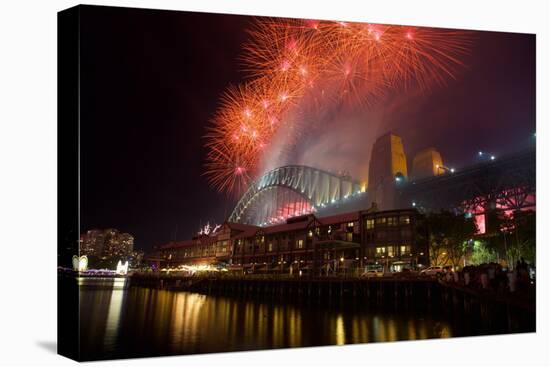 Sydney Harbour Bridge and New Years Eve Fireworks, Sydney, New South Wales, Australia, Oceania-Frank Fell-Premier Image Canvas