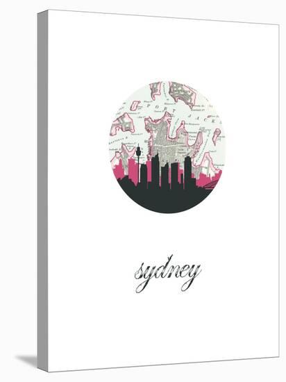 Sydney Map Skyline-Paperfinch 0-Stretched Canvas