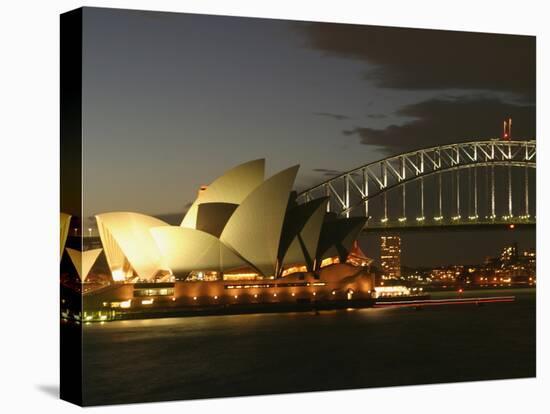 Sydney Opera House and Harbor Bridge at Night, Sydney, Australia-David Wall-Premier Image Canvas