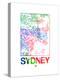 Sydney Watercolor Street Map-NaxArt-Stretched Canvas