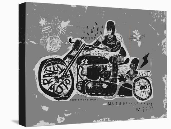 Symbolic Image of an Old Racing Motorcycle with Cradles-Dmitriip-Stretched Canvas