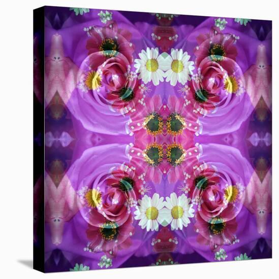 Symmetric Floral Montage of Rose Blossoms with Meadow Flowers-Alaya Gadeh-Premier Image Canvas