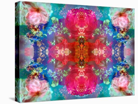 Symmetric Floral Montage with Red Blooming Rose Blossom, Cherry Blossoms and Spring Trees-Alaya Gadeh-Premier Image Canvas