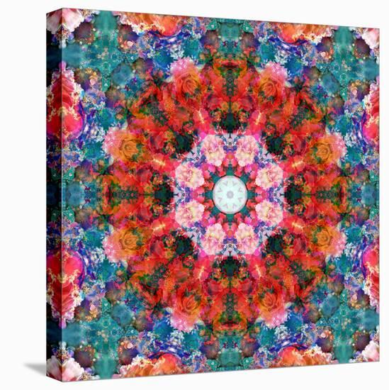 Symmetric Floral Montage with Red Blooming Rose Blossom, Cherry Blossoms and Spring Trees-Alaya Gadeh-Premier Image Canvas