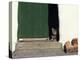 Tabby Cat Resting in Open Doorway, Italy-Adriano Bacchella-Premier Image Canvas