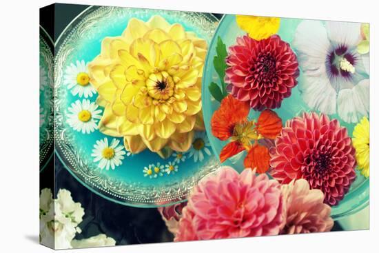 Table Decoration, Coloured Blossoms and Water Bowl-Alaya Gadeh-Premier Image Canvas