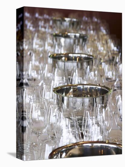 Table Set with Wine Tasting Glasses, Bodega Familia Schroeder Winery, Neuquen, Patagonia, Argentina-Per Karlsson-Premier Image Canvas