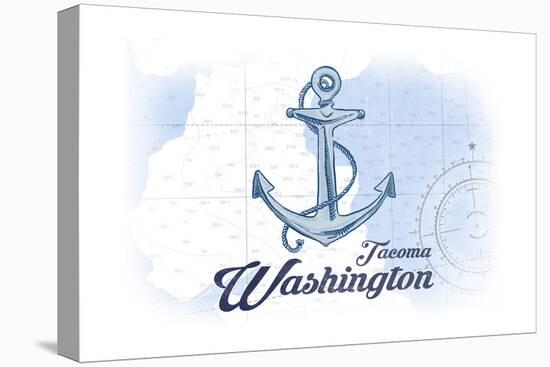 Tacoma, Washington - Anchor - Blue - Coastal Icon-Lantern Press-Stretched Canvas