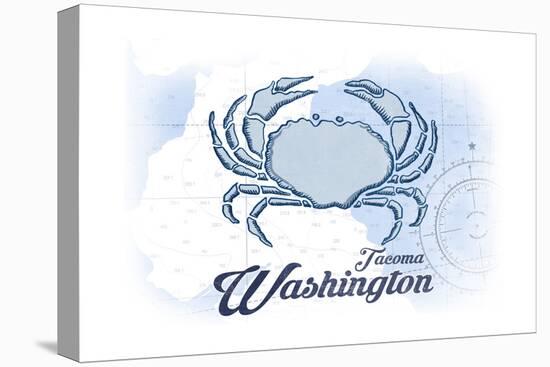 Tacoma, Washington - Crab - Blue - Coastal Icon-Lantern Press-Stretched Canvas