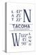 Tacoma, Washington - Latitude and Longitude (Blue)-Lantern Press-Stretched Canvas