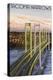 Tacoma, Washington - Narrows Bridge and Rainier-Lantern Press-Stretched Canvas