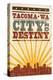 Tacoma, Washington - Skyline and Sunburst Screenprint Style-Lantern Press-Stretched Canvas