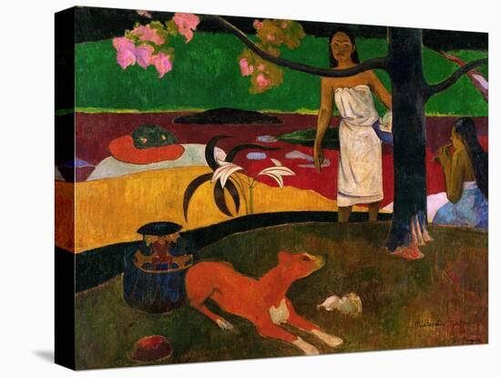 Tahitian Idyll, Two Women in Idyllic Scenery with Orange Dog, 1892-Paul Gauguin-Premier Image Canvas