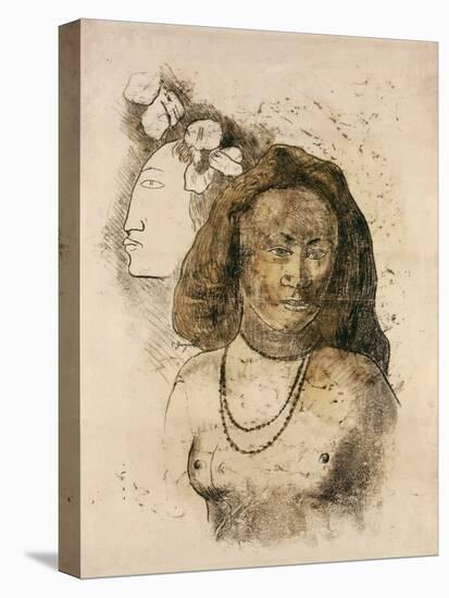 Tahitian Woman with Evil Spirit) (L'esprit Veille, 1900 (Engraving)-Paul Gauguin-Premier Image Canvas