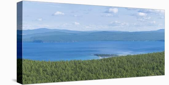 Taiga and Hovsgol Lake seen from above, Hovsgol province, Mongolia, Central Asia, Asia-Francesco Vaninetti-Premier Image Canvas