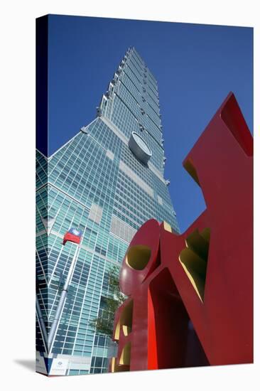 Taipei 101 Building and Love Statue by Robert Indiana, Taipei, Taiwan, Asia-Christian Kober-Premier Image Canvas