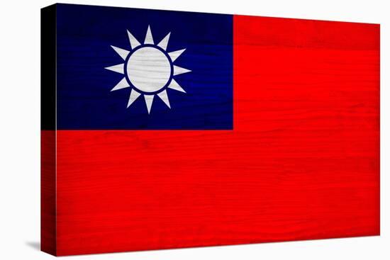 Taiwan Flag Design with Wood Patterning - Flags of the World Series-Philippe Hugonnard-Stretched Canvas